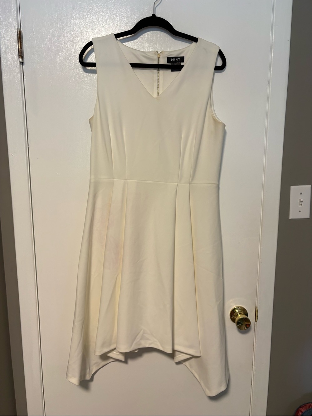 DKNY Cream V-Neck A-Line Dress